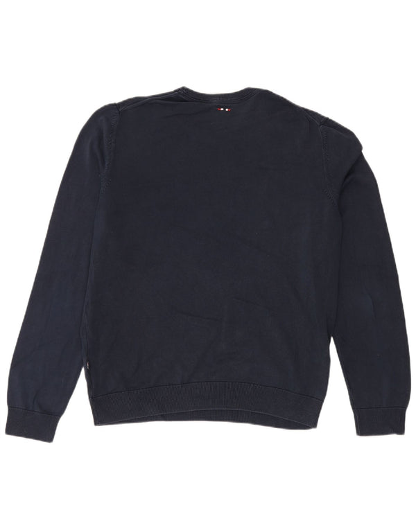 Maglione girocollo geografico da uomo Napapijri di grandi dimensioni in cotone blu navy