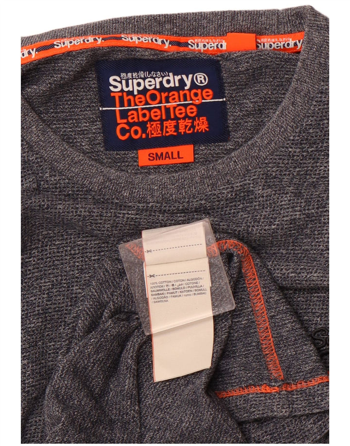 SUPERDRY Top da uomo a manica lunga piccolo in cotone screziato blu navy