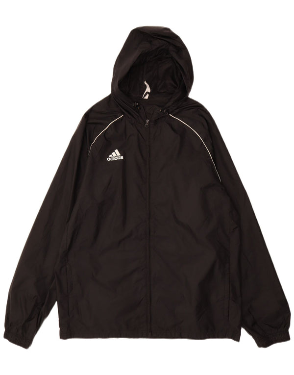 Giacca da ginnastica da uomo con cappuccio Adidas Large nera in poliammide