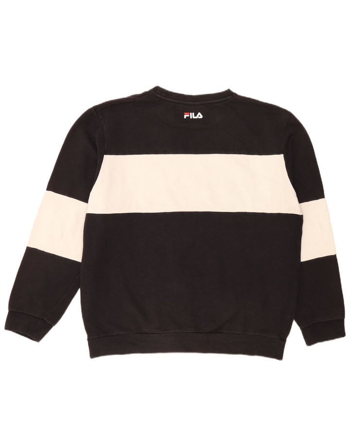 Felpa grafica da uomo Fila Maglione 2XL Cotone color block nero