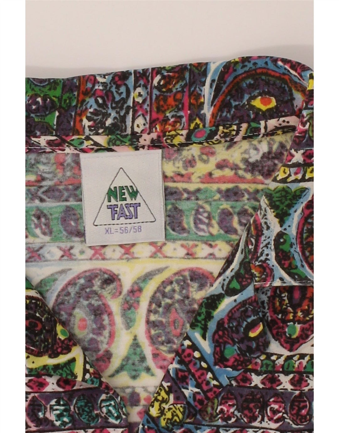 NEW FAST Mens Short Sleeve Shirt XL Multicoloured Paisley Polyester Vintage New Fast and Second-Hand New Fast from Messina Hembry 