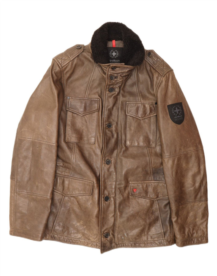 Giacca in pelle da uomo STRELLSON IT 48 Pelle marrone medio