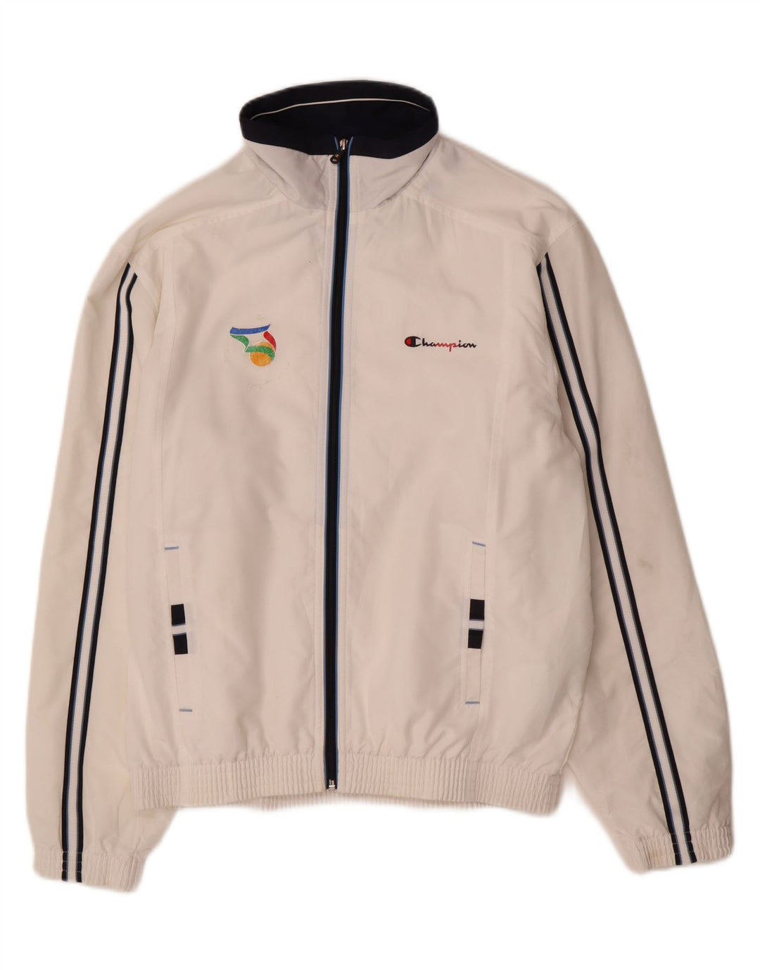 Giacca superiore della tuta da uomo Champion in poliestere bianco medio