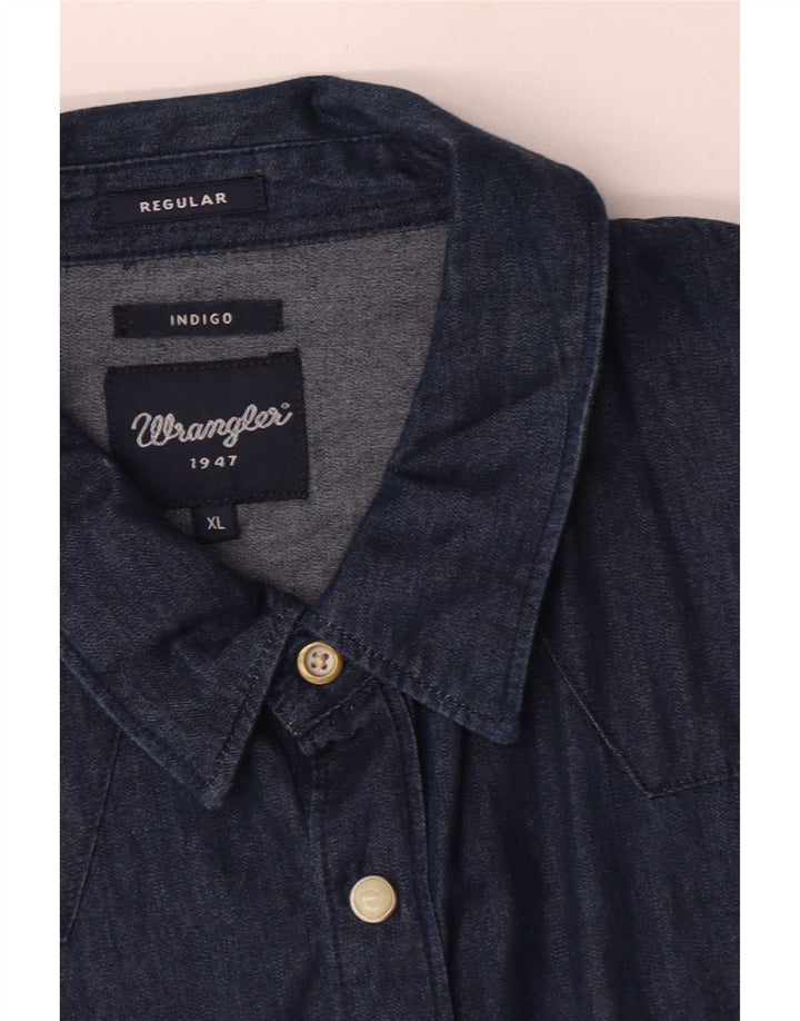 Camicia di jeans vestibilità regolare da uomo Wrangler XL in cotone blu navy