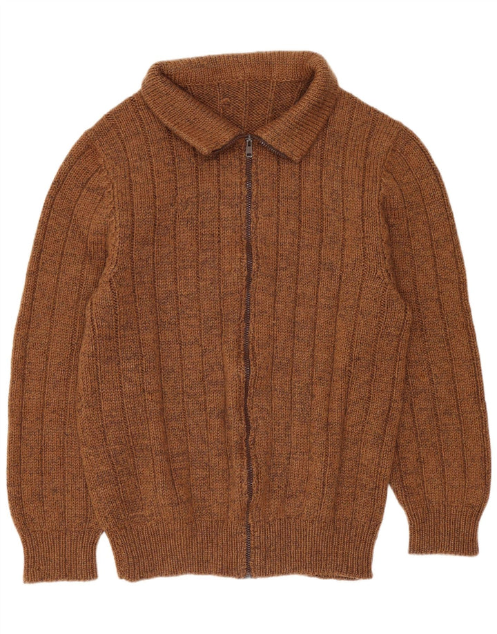 Maglione cardigan da uomo vintage piccolo marrone