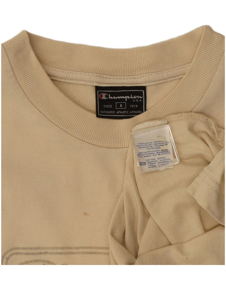 T-shirt grafica da donna Champion Top UK 10 piccola in cotone beige