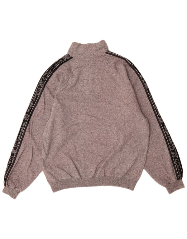 Champion Mens Graphic Zip Neck Sweatshirt Jumper Large Grey Colourblock