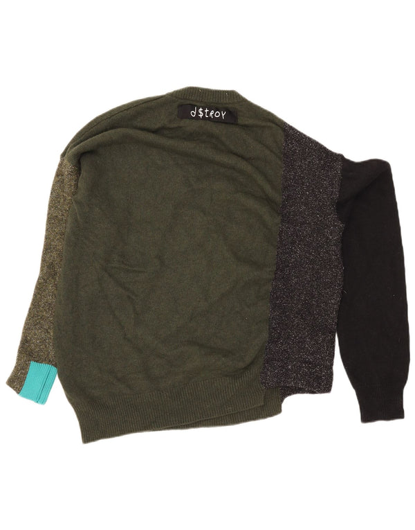 Maglione maglione girocollo da donna Diesel UK 16 Large Green Colourblock in lana