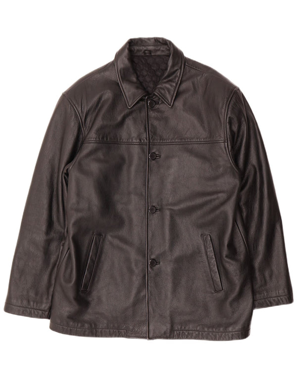 Giacca in pelle da uomo VINTAGE UK 40 grande in pelle nera