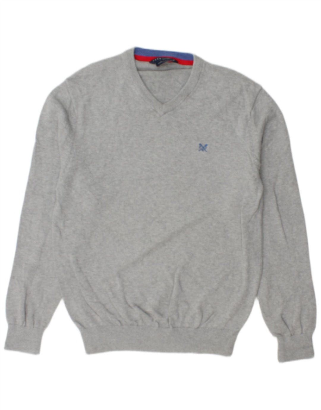 CREW CLOTHING Maglione da uomo con scollo a V in cotone screziato grigio medio