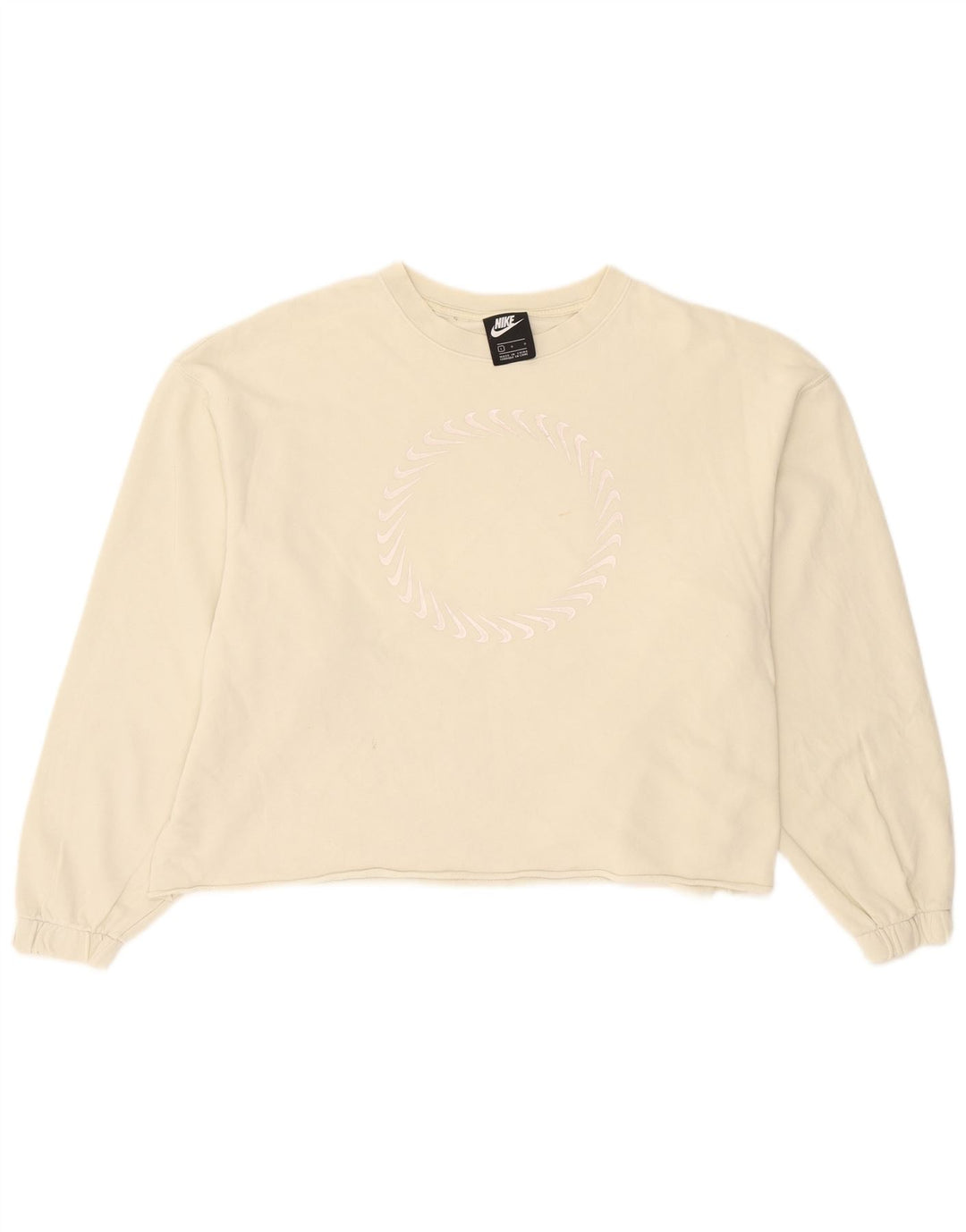 Felpa oversize con grafica Nike da donna, maglione UK 16, grande, cotone beige