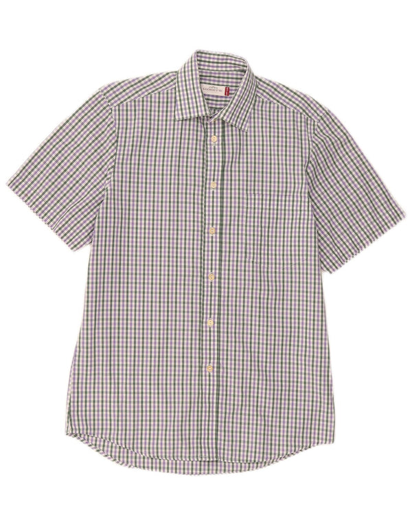 Camicia da uomo a maniche corte Gloriette in cotone a quadri multicolore medio