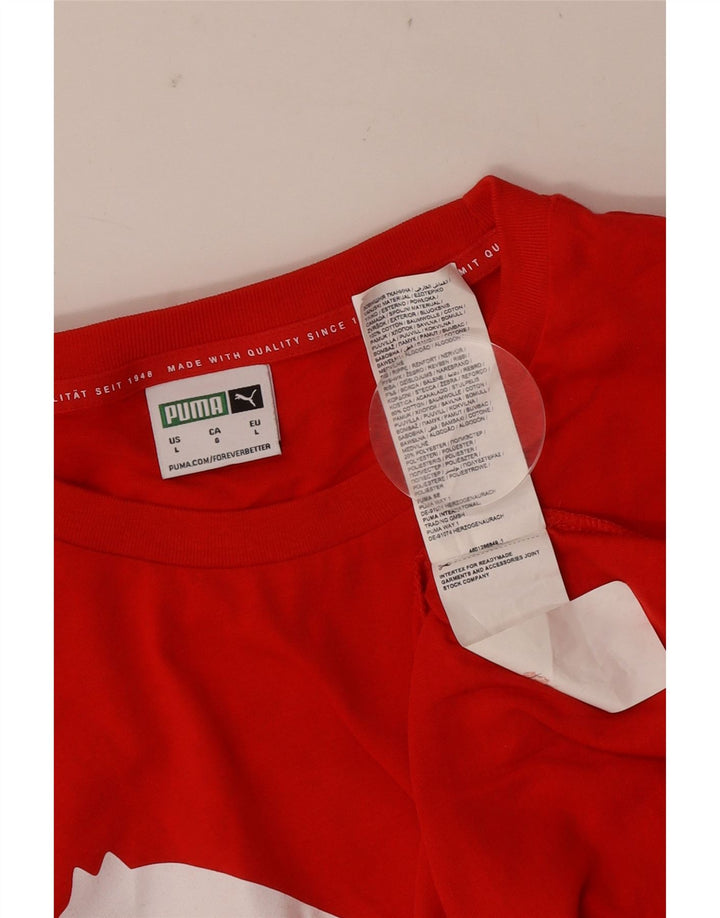 T-shirt grafica da uomo Puma Top grande in cotone rosso