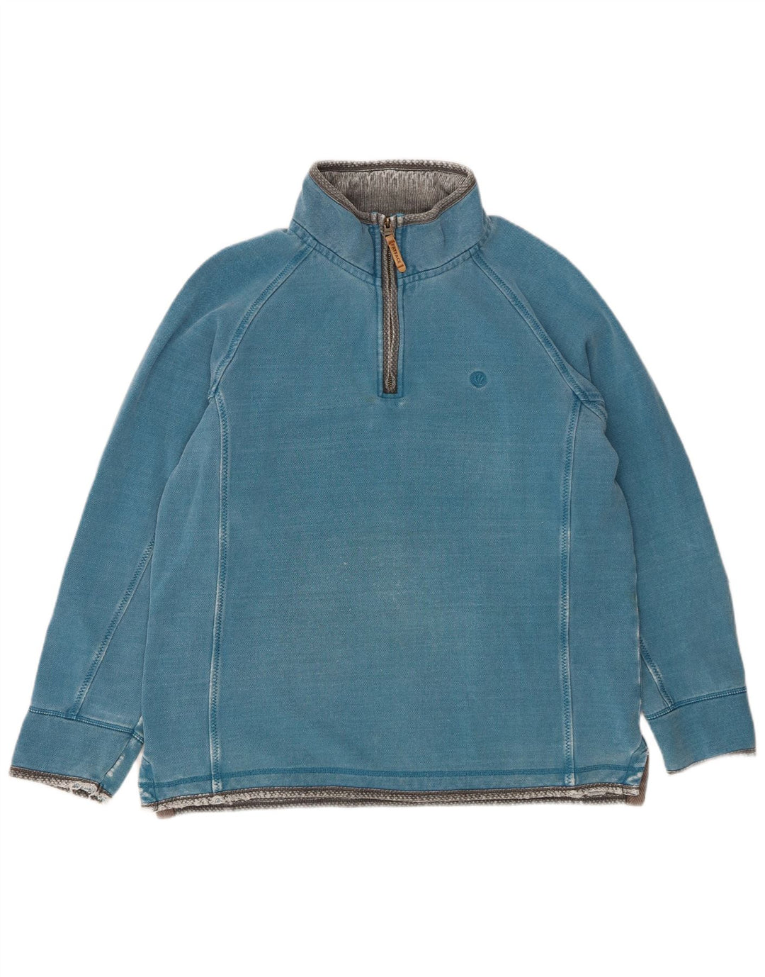 FAT FACE Felpa da uomo con collo con zip, maglione grande, cotone blu