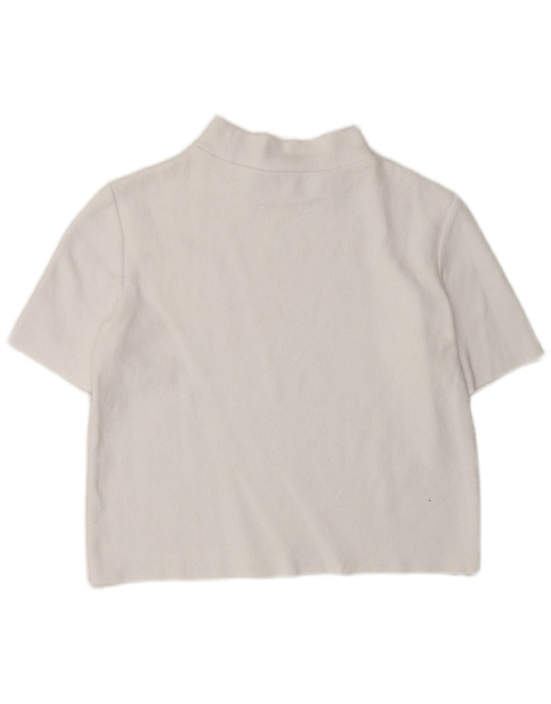 Maglione corto da donna Zara a maniche corte con collo alto, UK 12, bianco medio