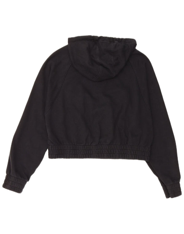 Maglione corto con cappuccio grafico sciolto da donna Nike UK 10 piccolo cotone nero