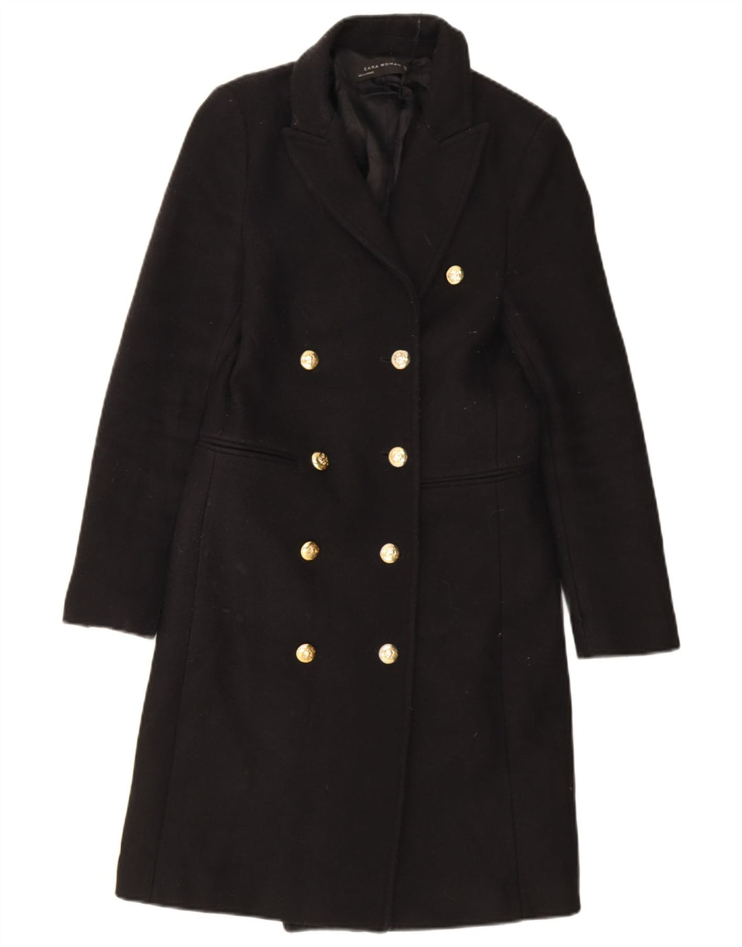 Cappotto doppiopetto da donna Zara UK 6 XS poliestere nero