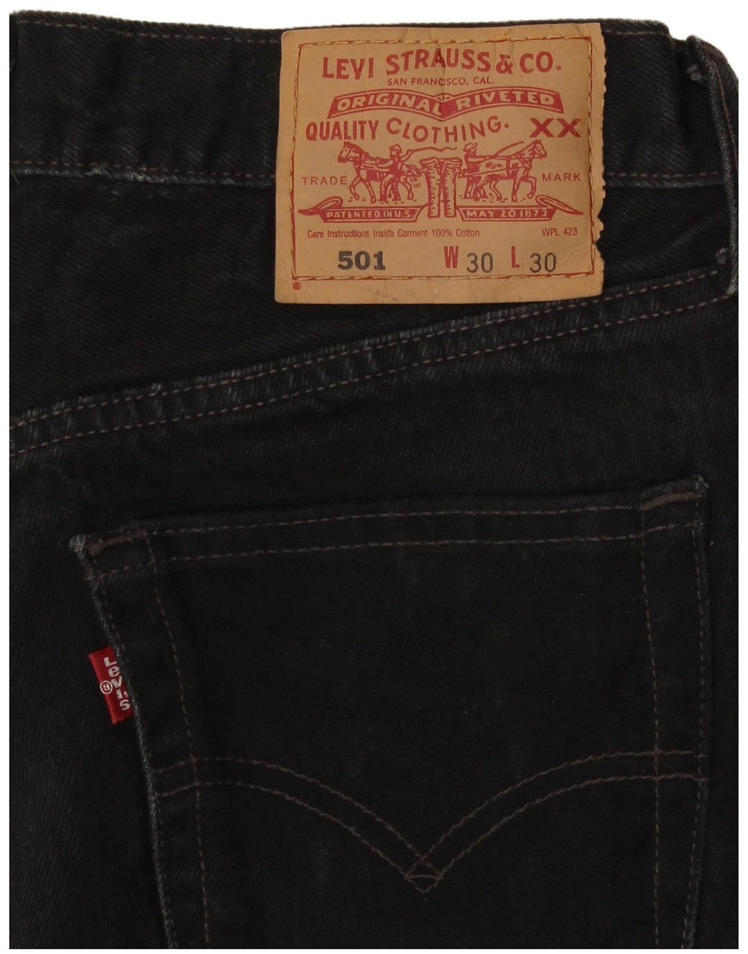 Pantaloncini di jeans Levi's 501 da donna W30 cotone nero medio