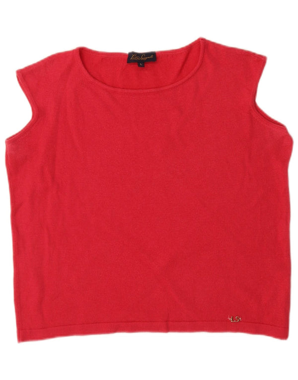 Luisa Spagnoli Womens Crop Vest Tank Top UK 16 Large Red Virgin Wool