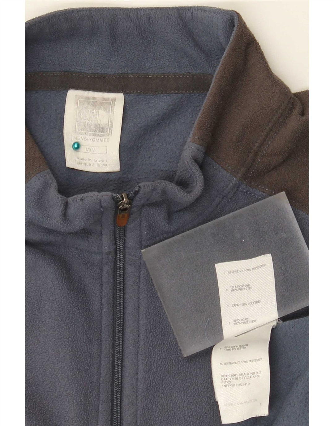 Maglione in pile da uomo The North Face con zip e collo color block blu medio