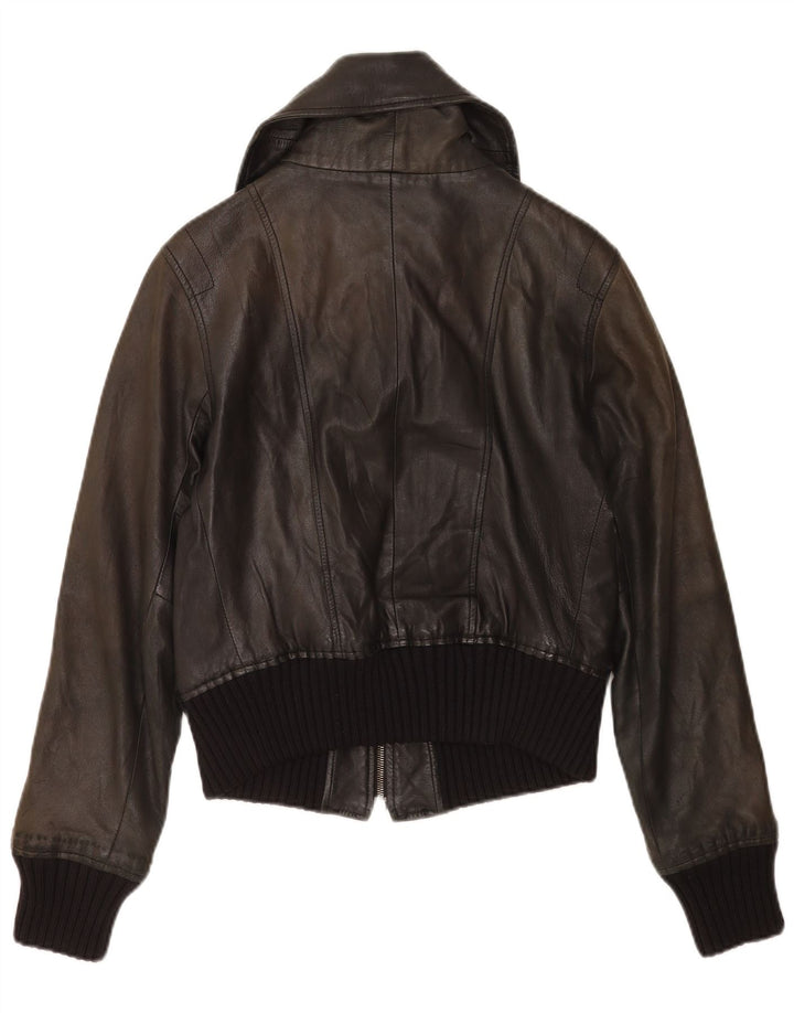 Giacca in pelle corta da donna Zen IT 46 grande in pelle nera