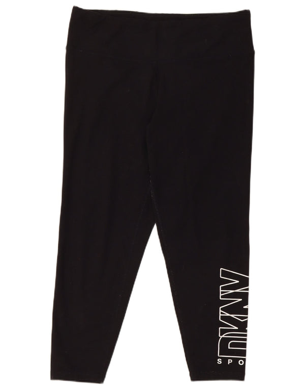 Leggings Capri grafici da donna DKNY UK 18 XL poliestere nero