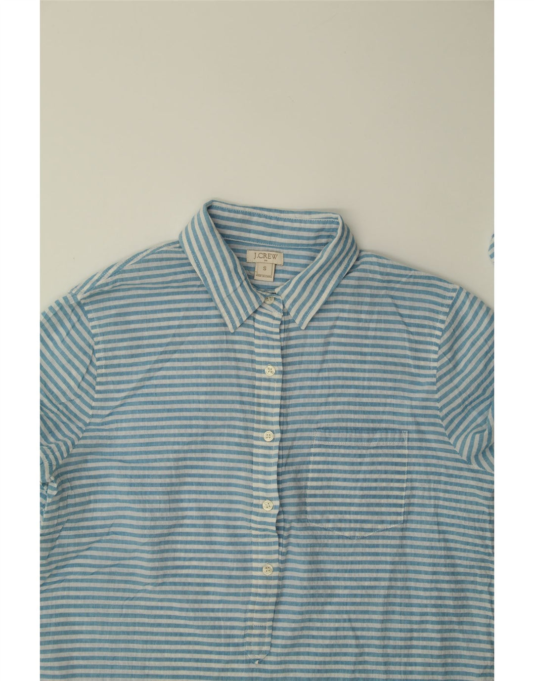 J. CREW Womens Pullover Shirt UK 10 Small Blue Pinstripe Vintage J. Crew and Second-Hand J. Crew from Messina Hembry 