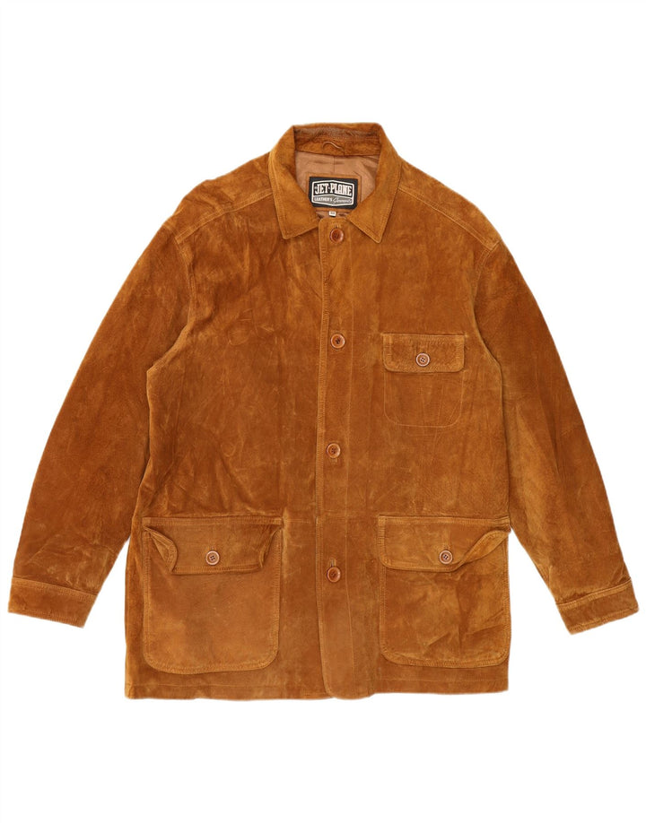 Giacca in pelle scamosciata da uomo Jet Plane IT 50 grande in pelle beige