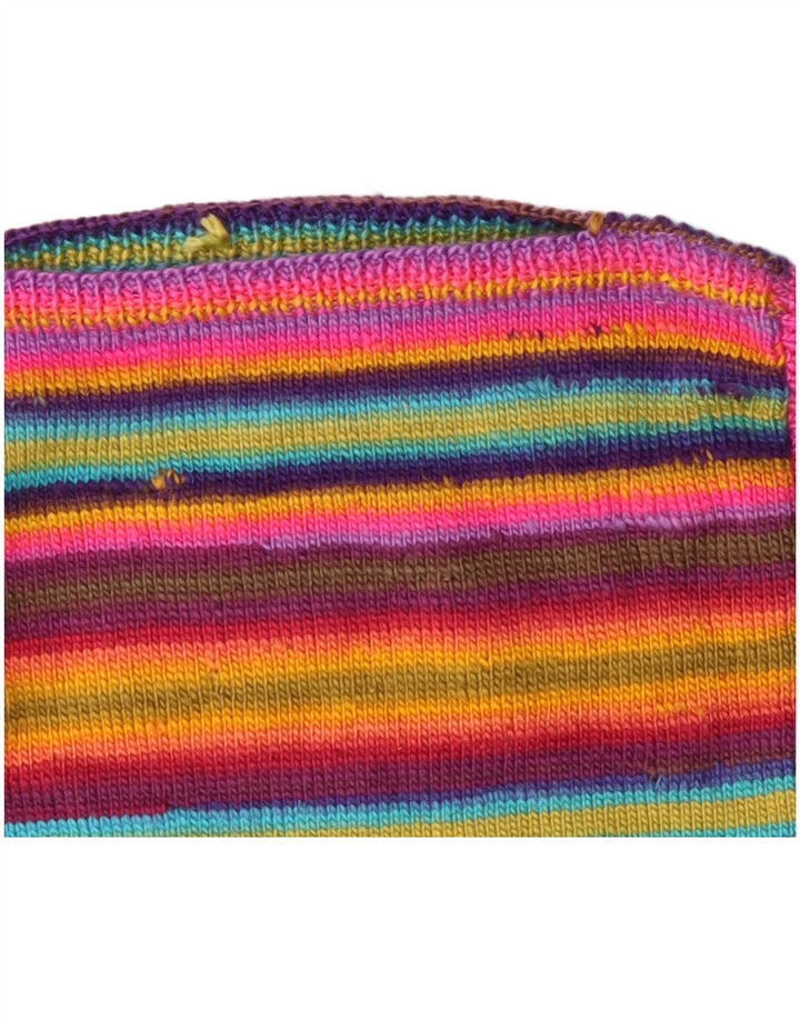 Maglione da donna VINTAGE con scollo a barca UK 12 a righe multicolori medie