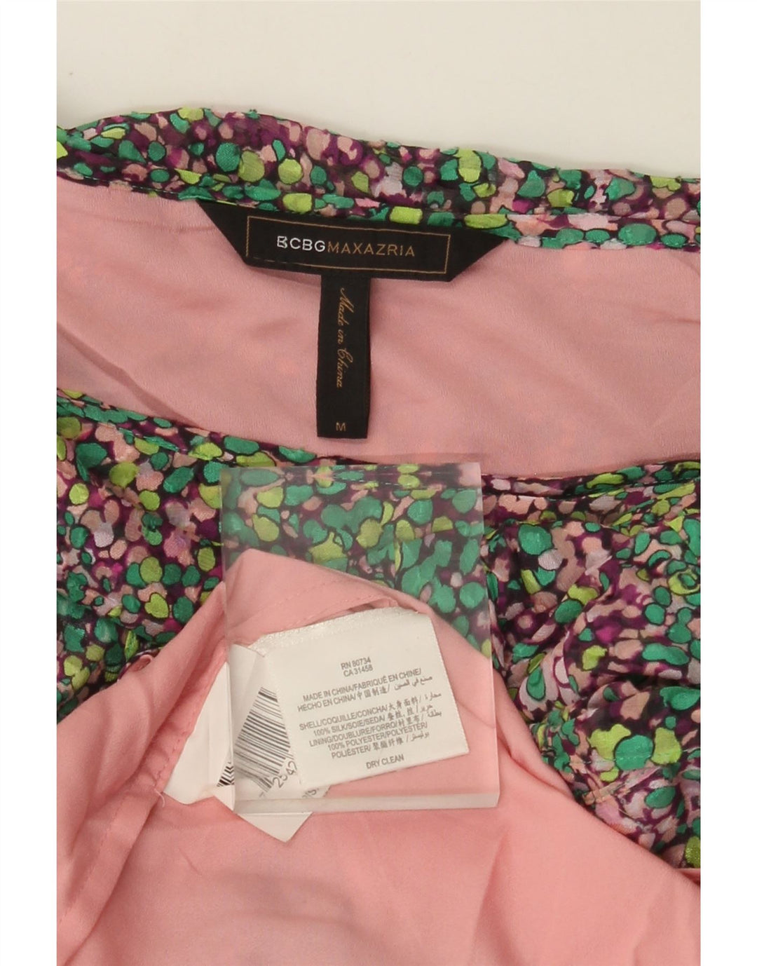 BCBGMAXAZRIA Abito monospalla da donna UK 14 Seta multicolore media