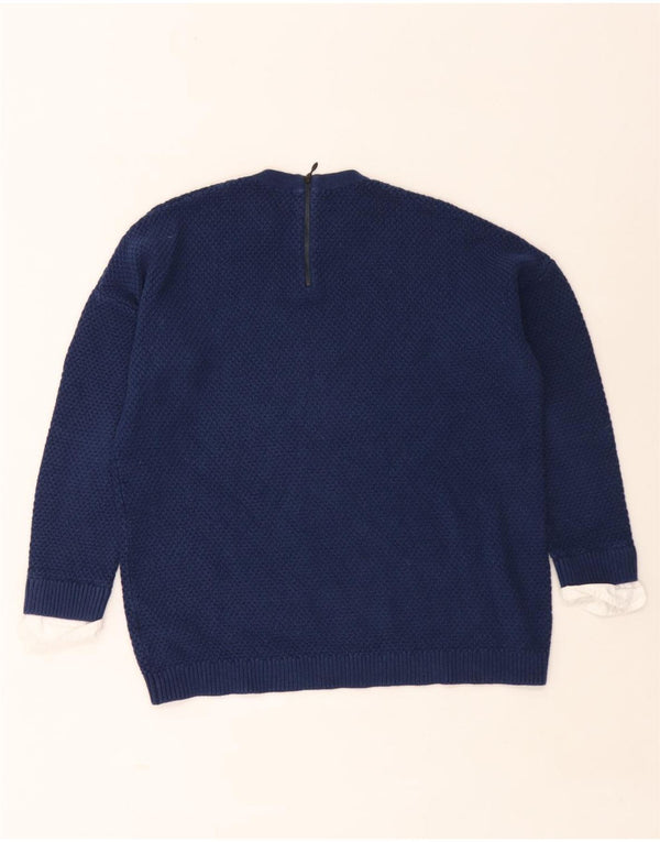 Maglione maglione girocollo da donna Hobbs UK 16 grande cotone blu navy