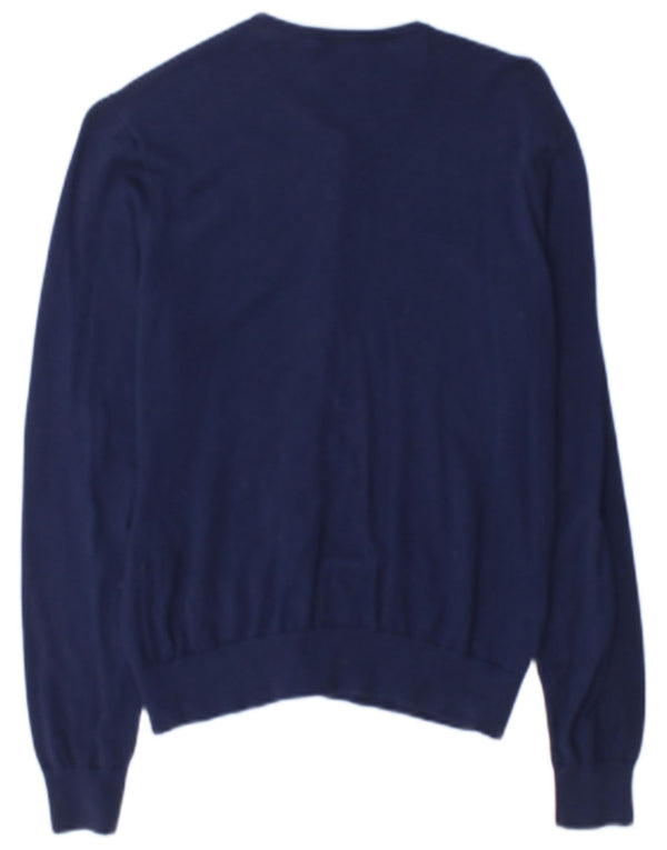 Maglione cardigan da donna Ralph Lauren UK 14 grande cotone blu navy