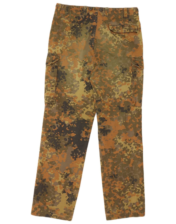 Vintage Mens Straight Cargo Trousers W34 L32 Green Camouflage Cotton