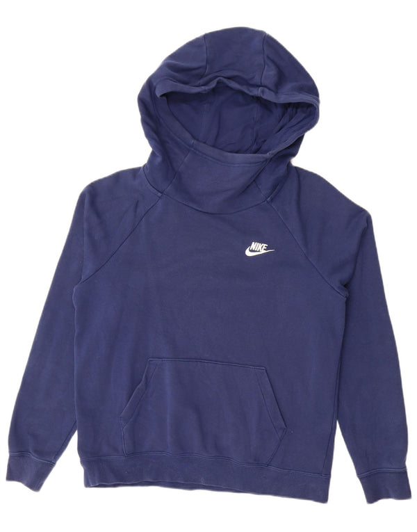 Felpa con cappuccio oversize da donna Nike UK 10 Small in cotone blu navy