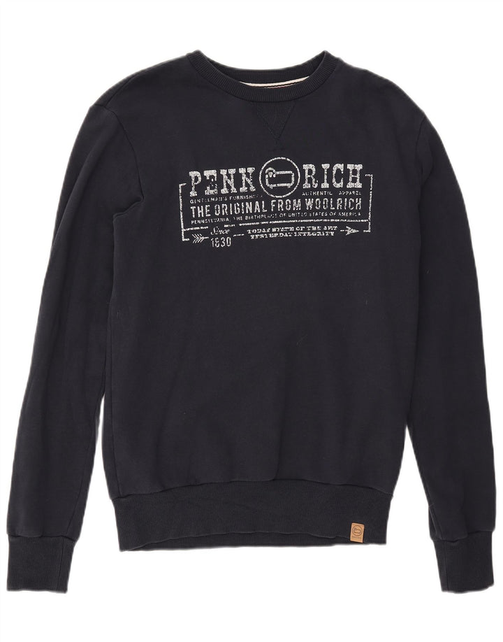 Felpa da uomo Woolrich Penn-Rich Graphic Felpa piccola in cotone blu navy