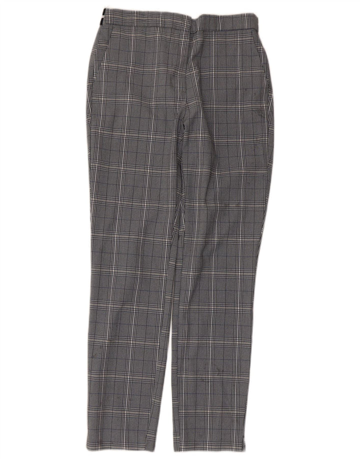Pantaloni da abito slim da donna Zara medi W30 L27 poliestere a quadri grigi