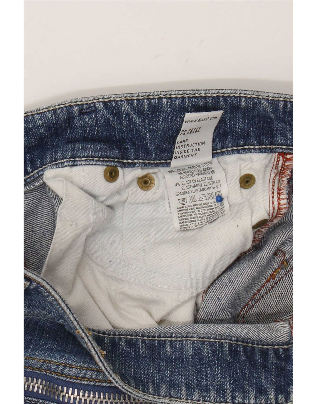 Jeans slim invecchiati da donna Diesel W27 L31 cotone blu