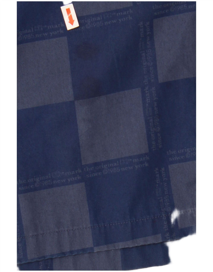 TOMMY HILFIGER Camicia a maniche corte da uomo Large in viscosa geometrica blu navy