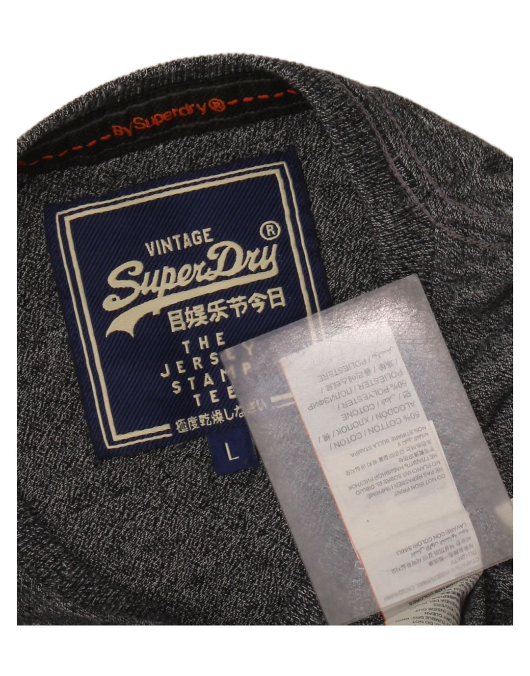 T-shirt grafica da uomo Superdry Osaka State Top grande in cotone chiazzato grigio