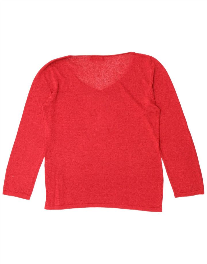 Luisa Spagnoli maglione da donna oversize con scollo a V UK 10 piccolo rosso