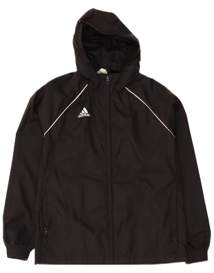 Giacca antipioggia con cappuccio Adidas da ragazzo 11-12 anni in poliestere nero