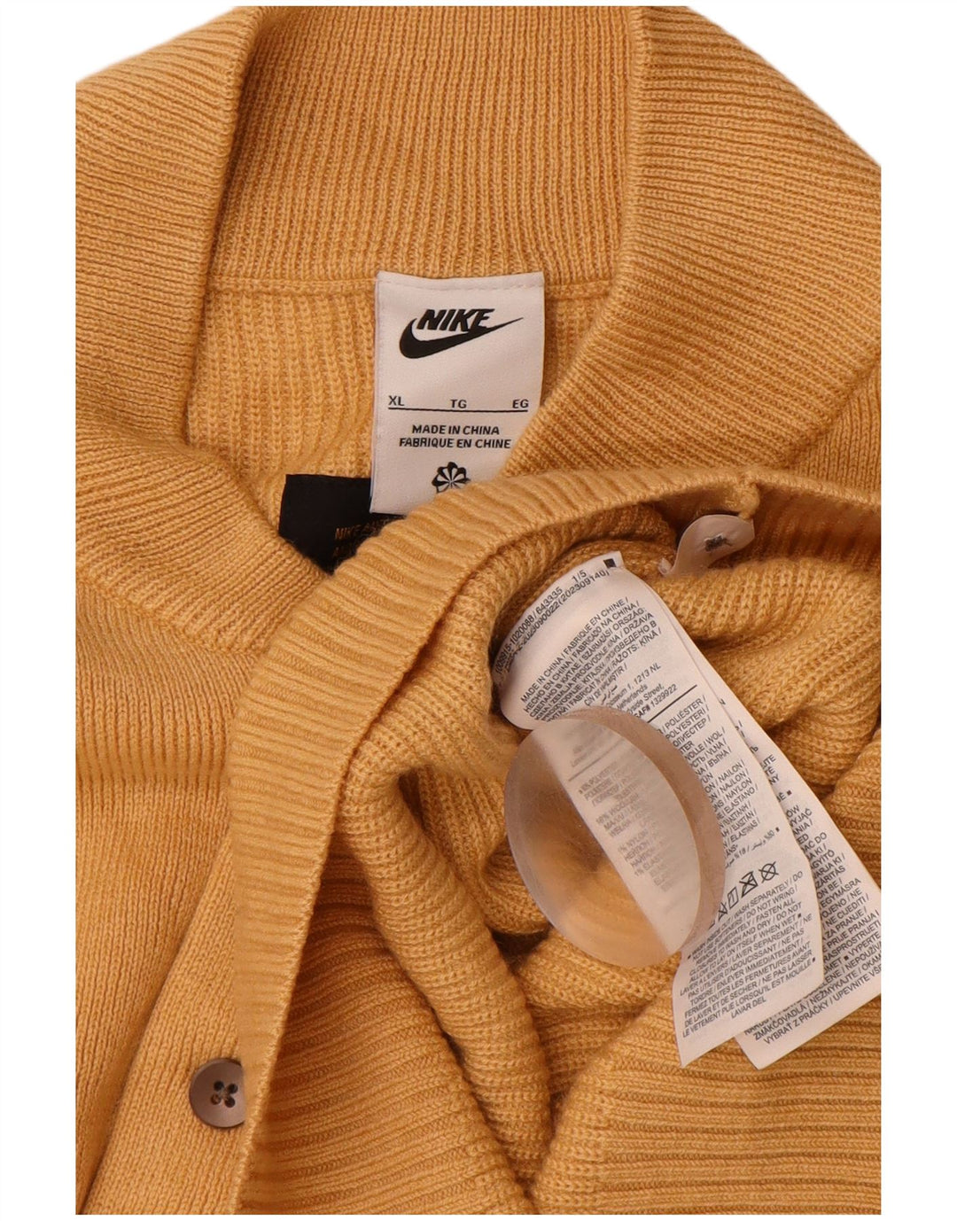 NIKE Maglione da uomo con collo abbottonato XL Poliestere beige