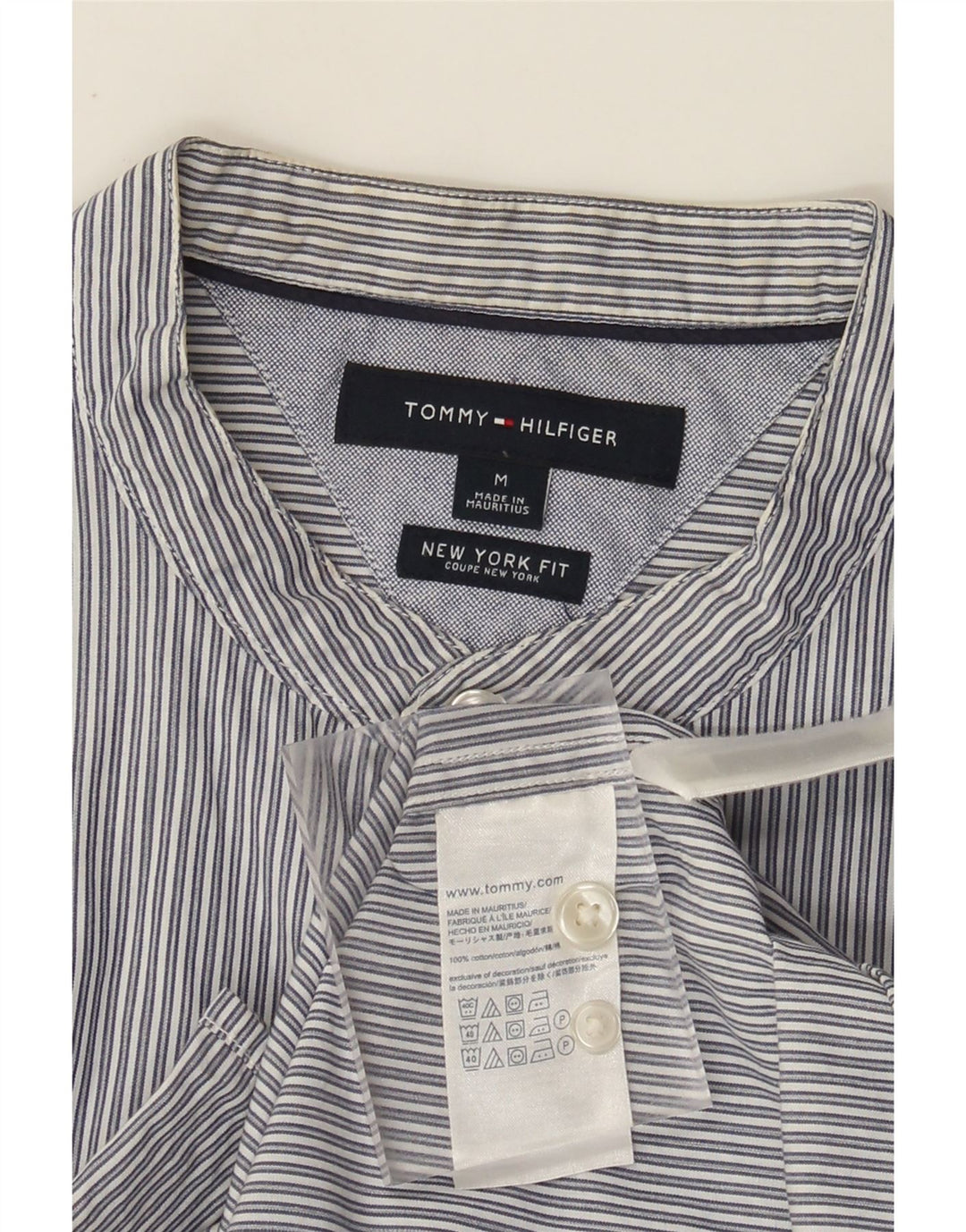 Camicia da uomo Tommy Hilfiger in cotone gessato grigio medio