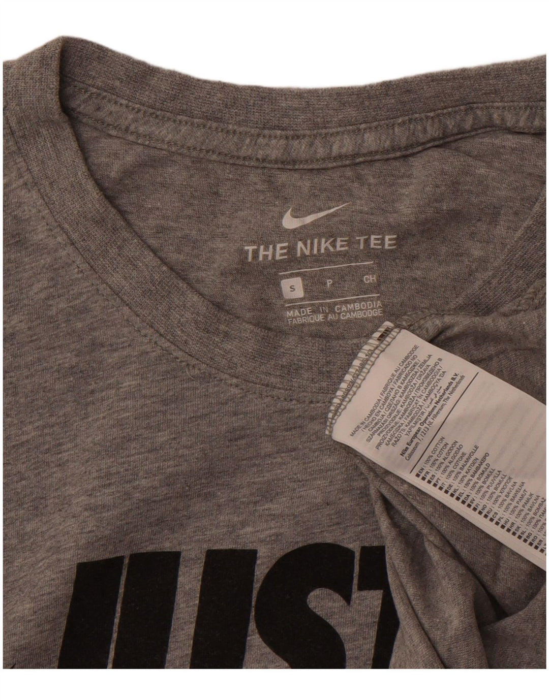 NIKE Mens Graphic T-Shirt Top Small Grey Flecked Cotton