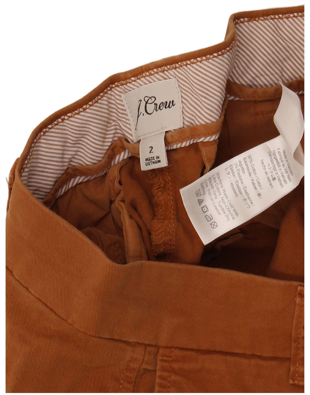 Pantaloncini chino da donna J. CREW US 2 XS W28 cotone marrone