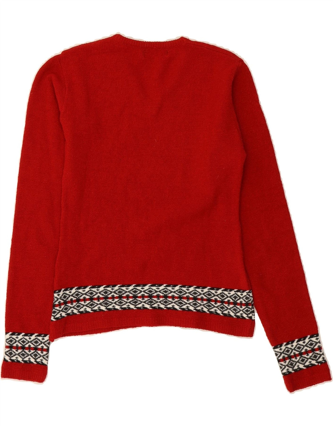 DIVINA Womens V-Neck Jumper Sweater UK 8 Small Red Fair Isle Wool Vintage Divina and Second-Hand Divina from Messina Hembry 