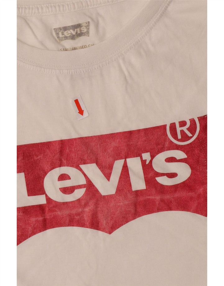 LEVI'S Boys Graphic T-Shirt Top 11-12 Years White Cotton