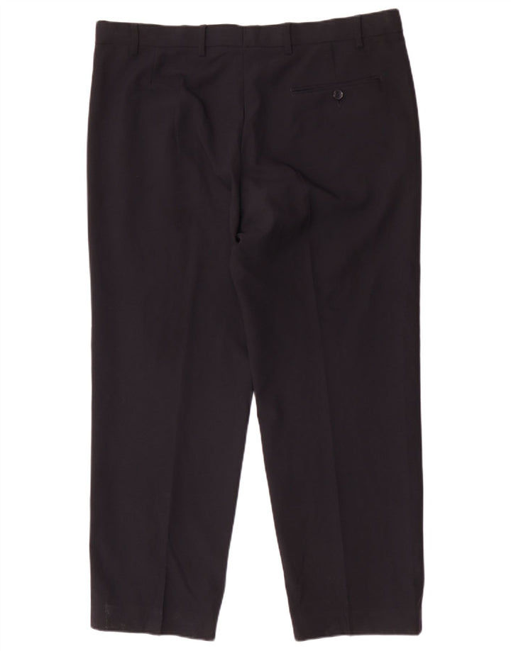 Pantaloni da abito regolari da uomo Marks & Spencer W38 L29 poliestere blu navy