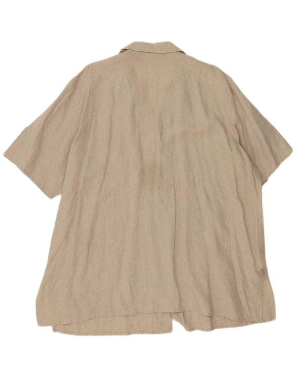 Marina Rinaldi Camicia da donna a maniche corte vestibilità ampia taglia 29 XL Lino beige