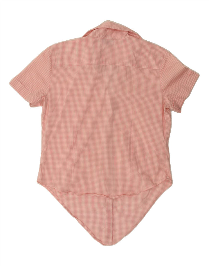 RICHMOND Womens Short Sleeve Shirt Blouse IT 46 Large Pink Gingham Vintage Richmond and Second-Hand Richmond from Messina Hembry 